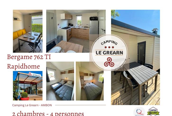 location mobil home 2 chambres 4 personnes camping le grearn ambon morbihan sud